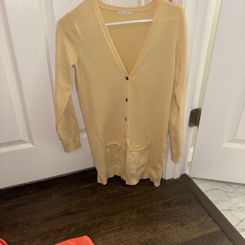 Maurices Light Yellow V-Neck Cardigan Sweater
